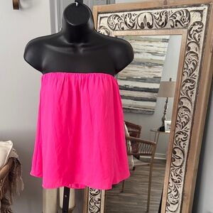 Olivaceous Hot Pink Strapless Flowing Tube Top